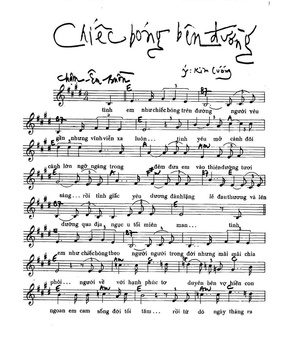 Sheet nhạc Chiếc Bóng Bên Đường